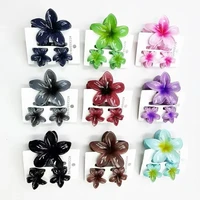 3Pcs/Set Sweet Flower Colroful Gradient Hair Claws Ponytail Clip Clamp Barrettes Hairpins for Women Girl Beach Hair Accessories - Image 3