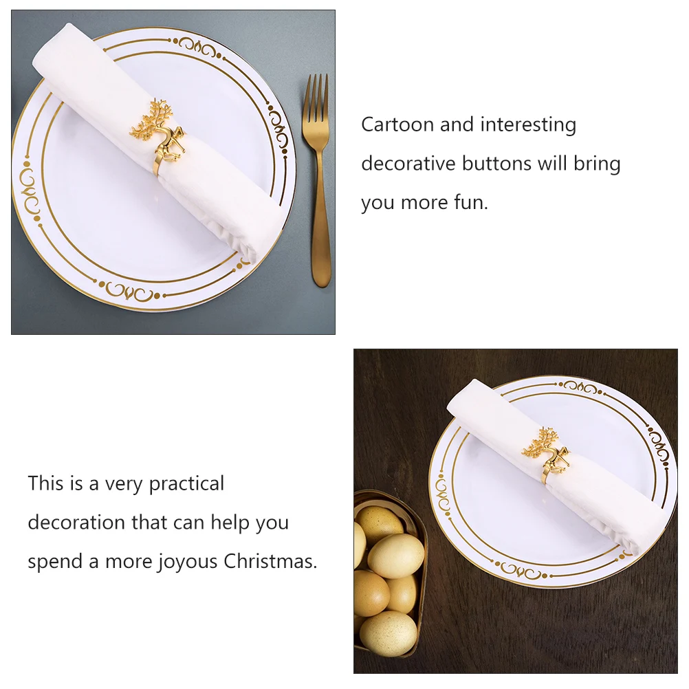 

Zinc Alloy Napkin Buckle Safe Cartoon Elk Design Table Decor Button Gift Idea Antler Holder Practical Dining Accessories