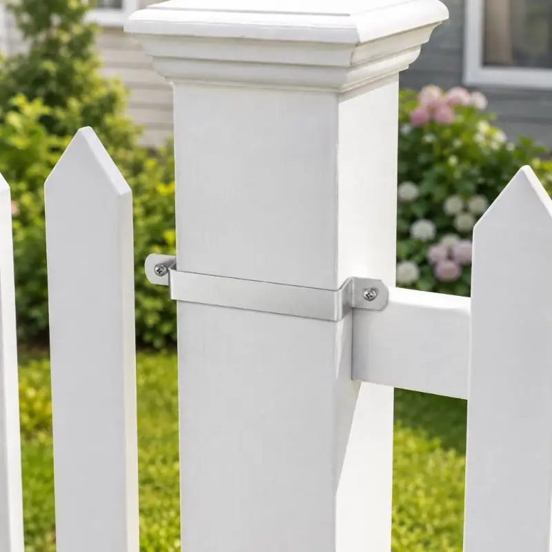 E8BD Farm Fence Post Support Hardware with Angled Metal Repair Units and Mounting Holes, 30 Count Set for Post Reinforcement
