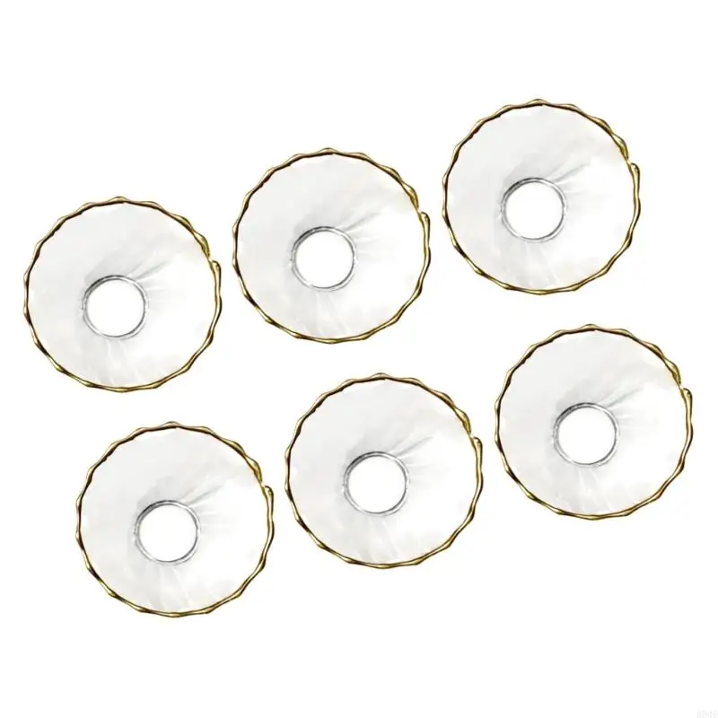 Packung mit 6 eleganten goldbesetzten Glas-Bobeches für Kerzenständer, Kerzenwachs-Fänger, Ringe für Heimdekorationen und Tisch – Detail 8