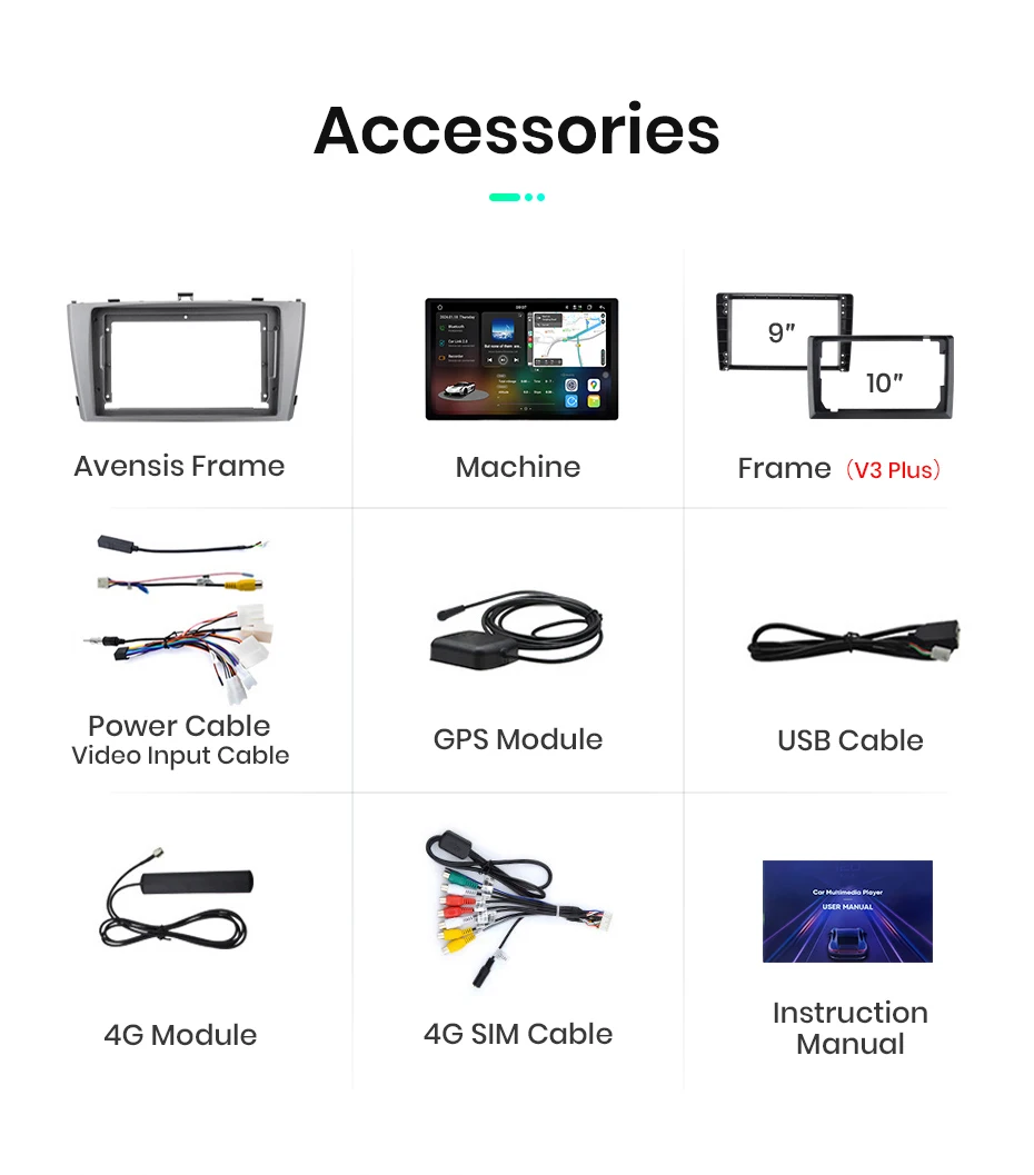 Junsun V3 Plus 2K Kabelloses CarPlay Android Auto Intelligentes Autosystem für Toyota Avensis T27 2008-2015 Multimedia Autoradio – Detail 26