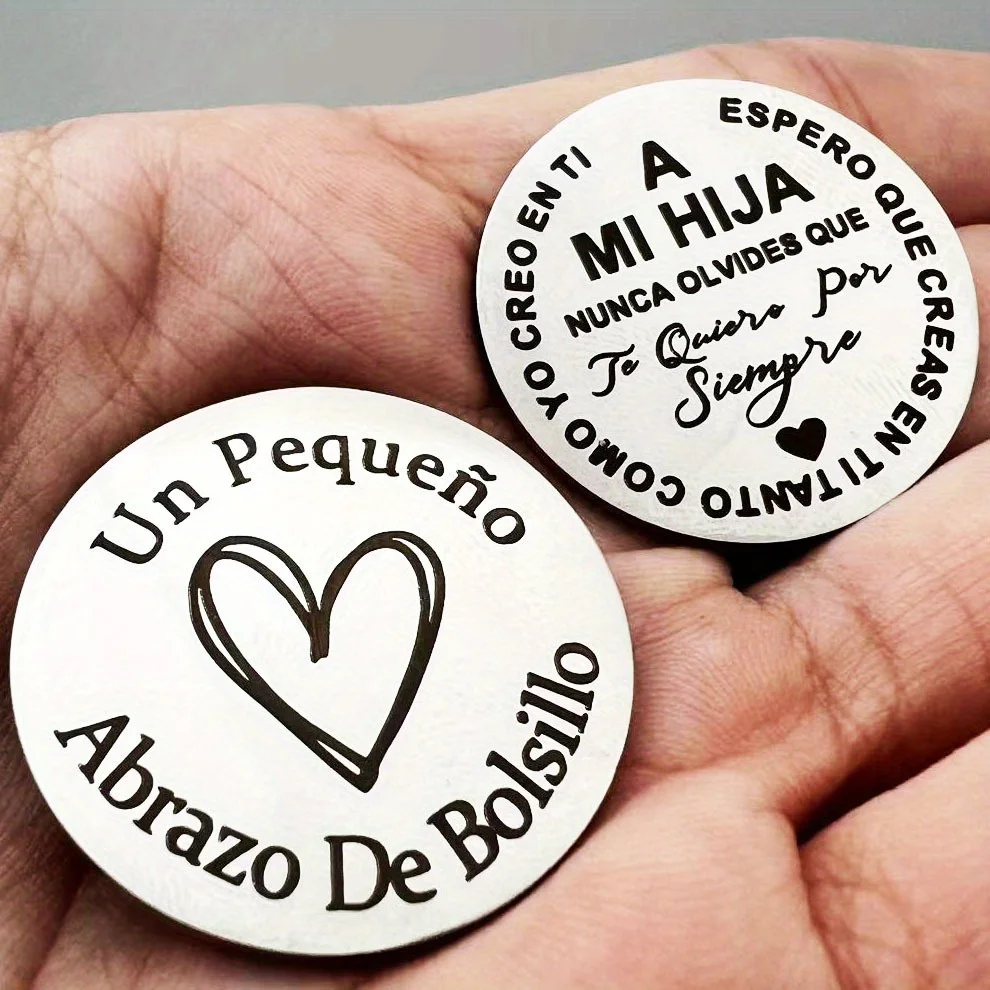 1PC Pocket Hug Token Keepsake Stainless Steel Double Sided Inspirational To My Son Daughter Gifts