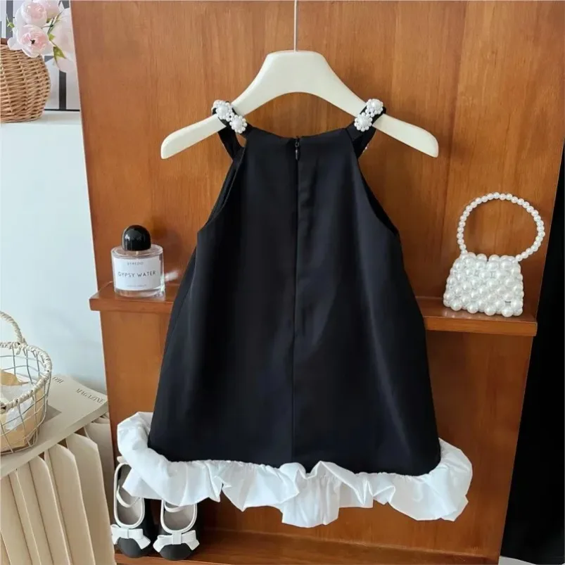 Baby Girl Princess Suspender Pearl Dress  Infant Toddler Cotton Child Strap Vestido  Ball Gown Baby Party Birthday Clothes 1-12Y