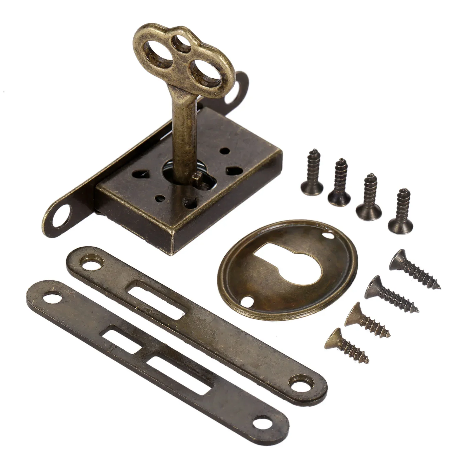 2sets Antique Bronze Invisible Lock+Key w/screws Retro Buckle Latch Clasp Drawer Wood Jewelry Box Decor Classical Hardware Retro