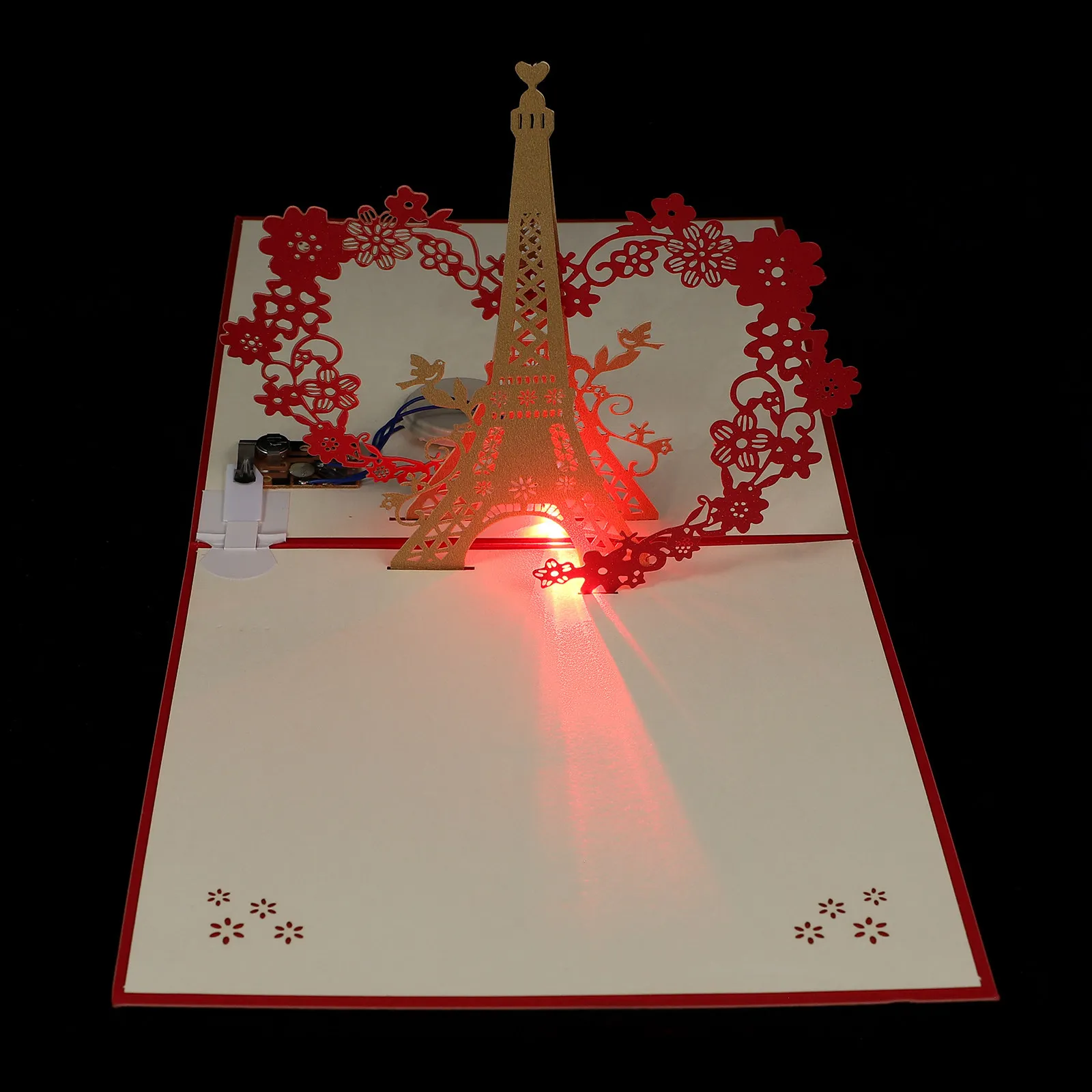 

1Set -Up Music Light Greeting Card Glowing Eiffel Tower Three-Dimensional Birthday Blessing Card Creative Gift