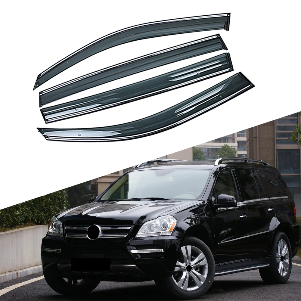 For Mercedes-Benz GL 2006-2012 X164 Car Window Sun Rain Shade Visors Shield Shelter Protector Cover Trim Frame Sticker