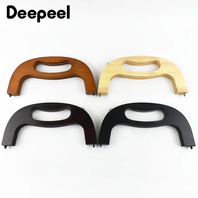 1/2 Uds Deepeel 24cm asas de madera bolso marco cierre beso cierre bolso de mujer soportes de costura bolsas de ganchillo accesorios DIY