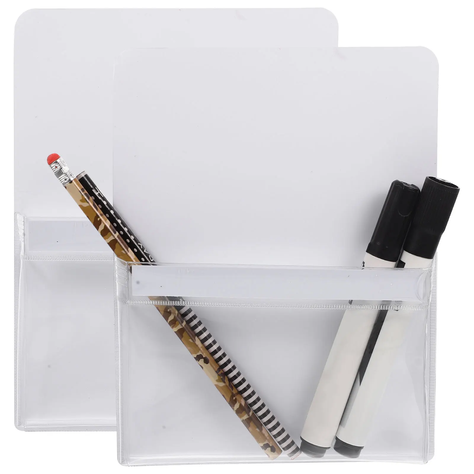 2 Buah Tempat Pena Magnetik Tas File PVC Transparan Portabel Ringan untuk Organizer Papan Tulis Kantor Multifungsi