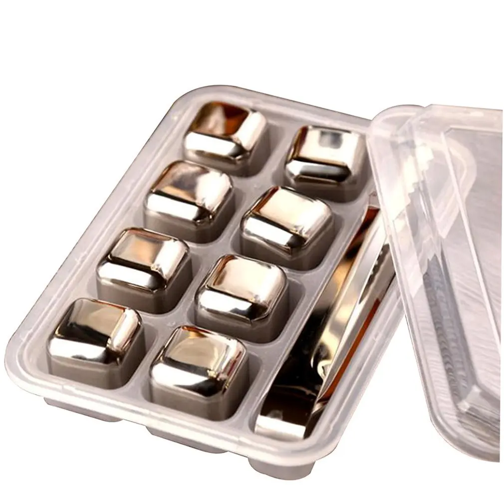 1Pcs/Lot Cube Whiskey Stones 27mm 304 Stainless Steel With Clip Rock Wine Taste Beer Ice Stone Bar