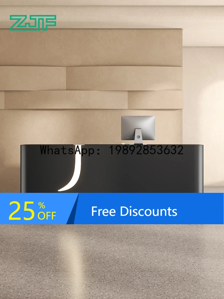 

YFY Company Front Desk Reception Desk Shop with Light Cashier Counter Black Light Luxury Payment Counter Bar Counter New Product