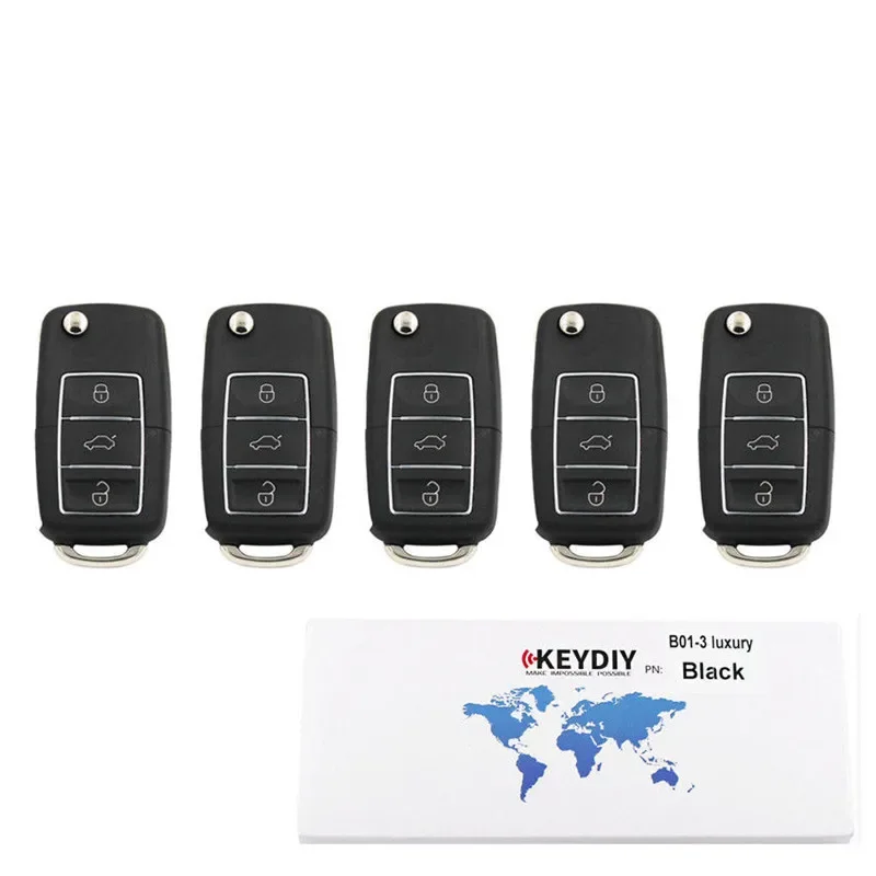 B01 LUXURY BLACK 3 Button KD Remote Car Key Universal Accsesories For KD900/MINI/KD-X2 Programmer Tools B Series Control 5pcs