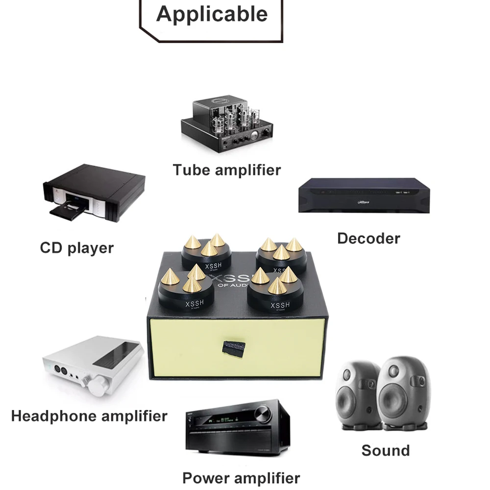 System kina domowego XSSH Audio audiofilska podkładka do tłumienia wstrząsów głośnik HIFI wzmacniacza CD stopki izolacyjne ze stopu ALUMINIUM