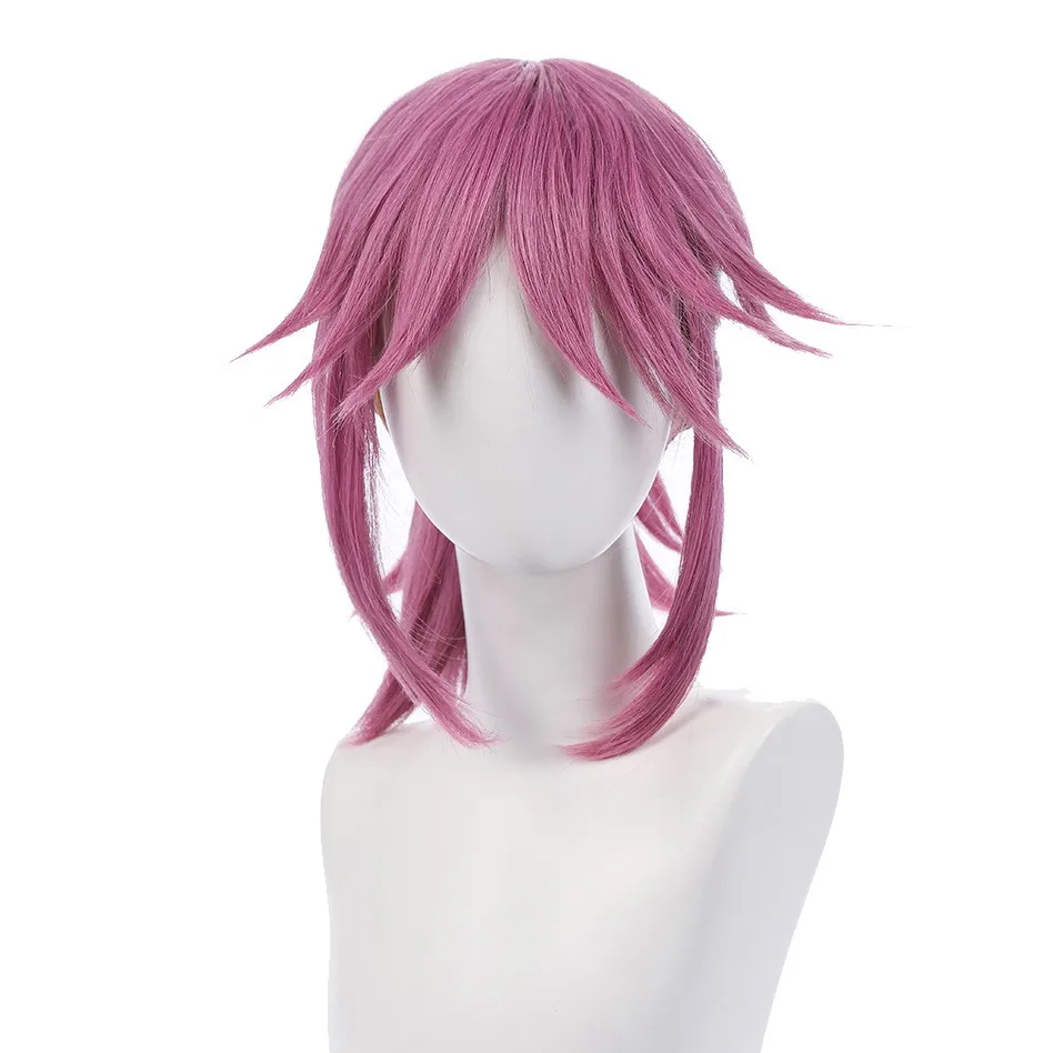 Short Layered Pink Purple Spiky Cosplay Wig Heat Resistant Synthetic Anime Style Wig for Halloween Comic Con Costume wig wig cap
