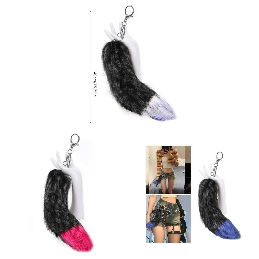 

Delicate Keychain with Foxes Tail Pendant Comfortable Bag Backpack Decoration