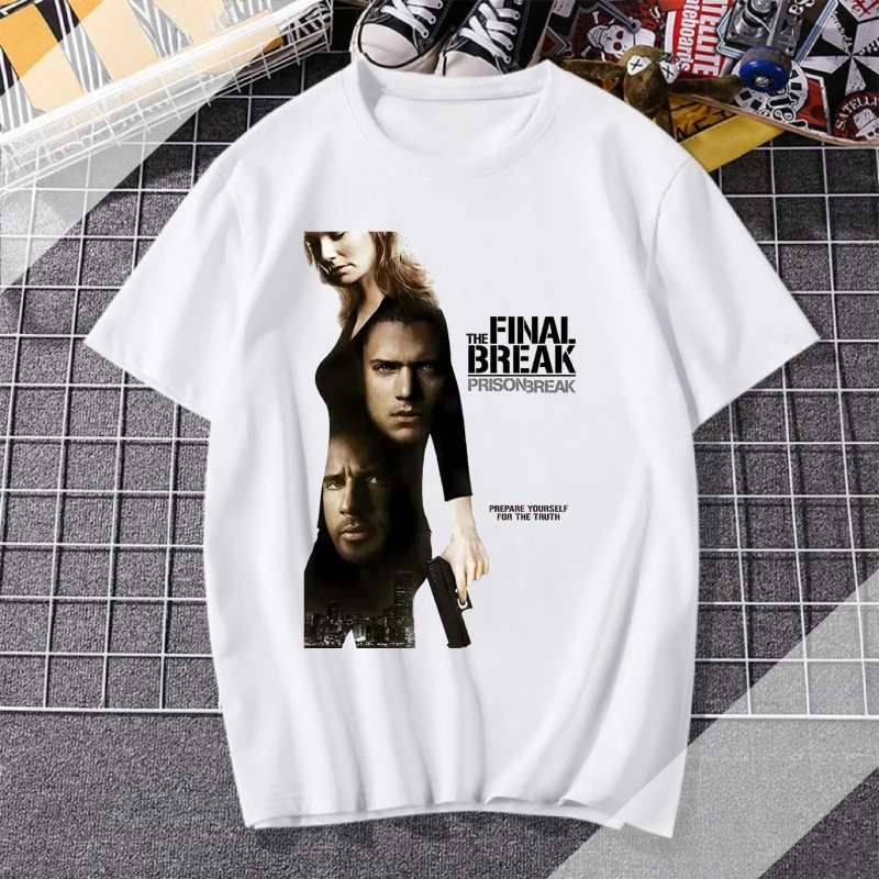 Harajuku Top Short Sleeve Men Michael Scofield Shirt Prison Break Streetwear Tv Series Y2k Aesthetic Clothing Oversized T-shirt