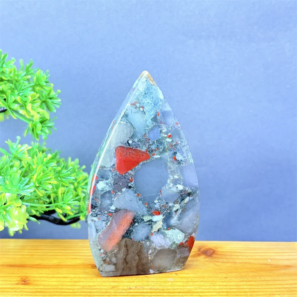 Natural Blood Stone Reiki Healing Specimen Unique Chakra Home Decor Free Torch Ore Shape Gift for Holidays