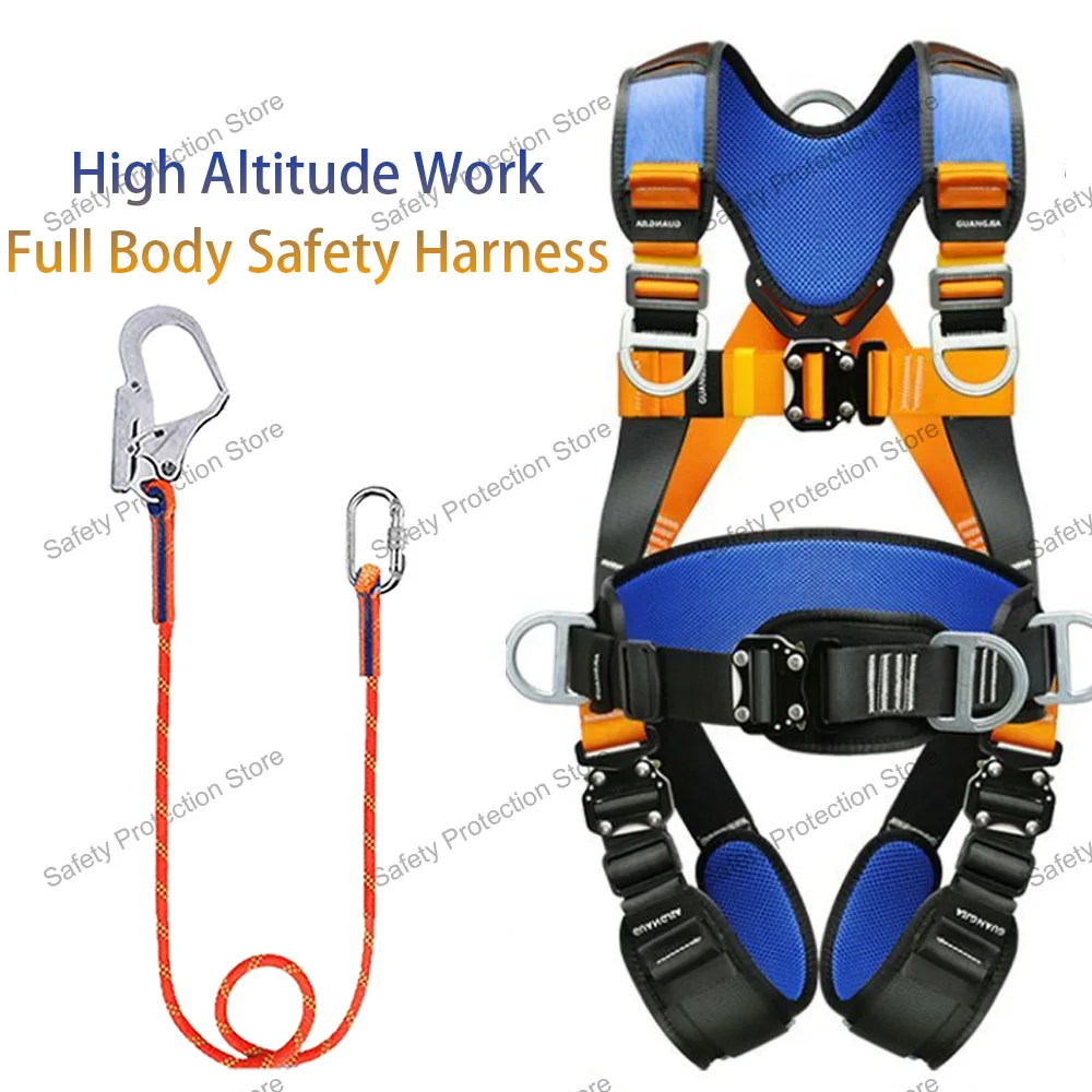High Altitude Work Safety Harness Full Body Five-point Safety Belt Safety Rope Climbing Construction Body Protection Equipment