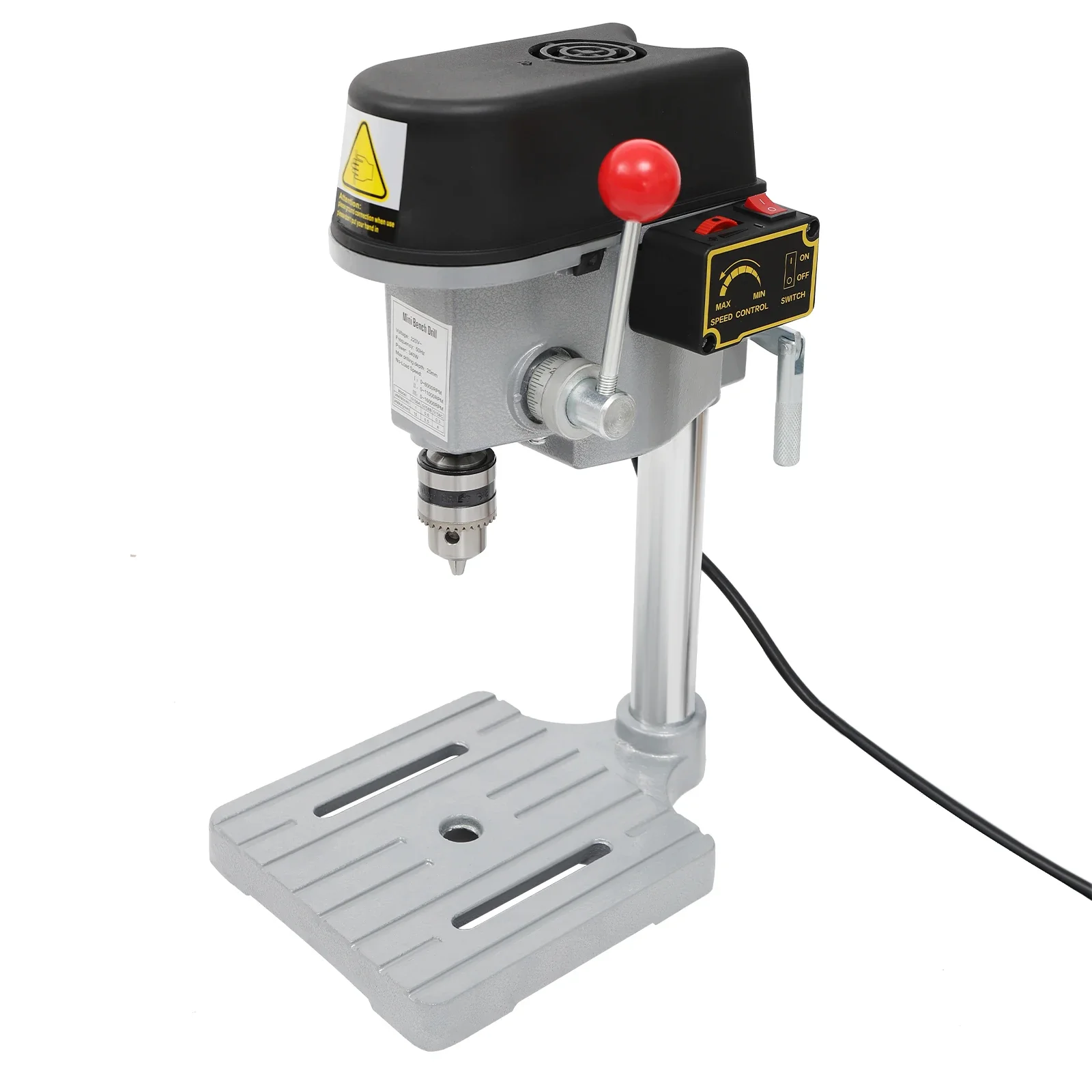 Mini Drill Press 340W Pillar Drill Press Table Stand 1-10mm Clamp Tool Benchtop Press Chuck Metal Wood Open Hole Milling Machine