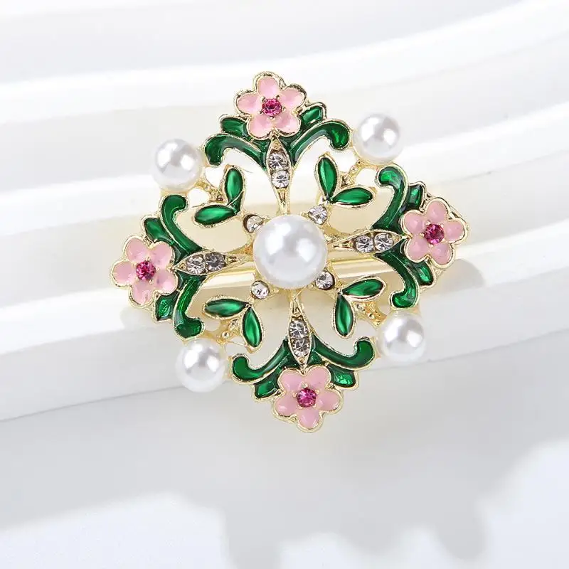 موضة بالتنقيط النفط اللؤلؤ زهرة دبابيس جوفاء للنساء الملابس معطف اكسسوارات الحفلات الهدايا #4