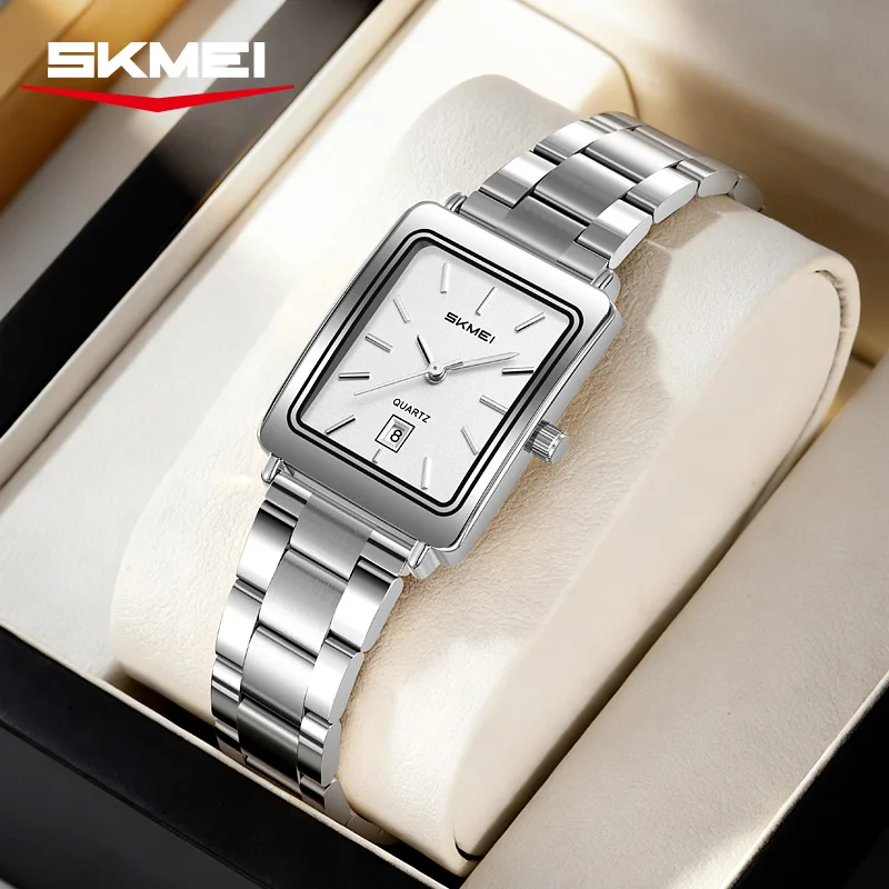 SKMEI 2566 Elegant Luxury Women's Quartz Watch Waterproof Calendar Gold Silver Steel Strip Business Women's Watch Montre Femme
