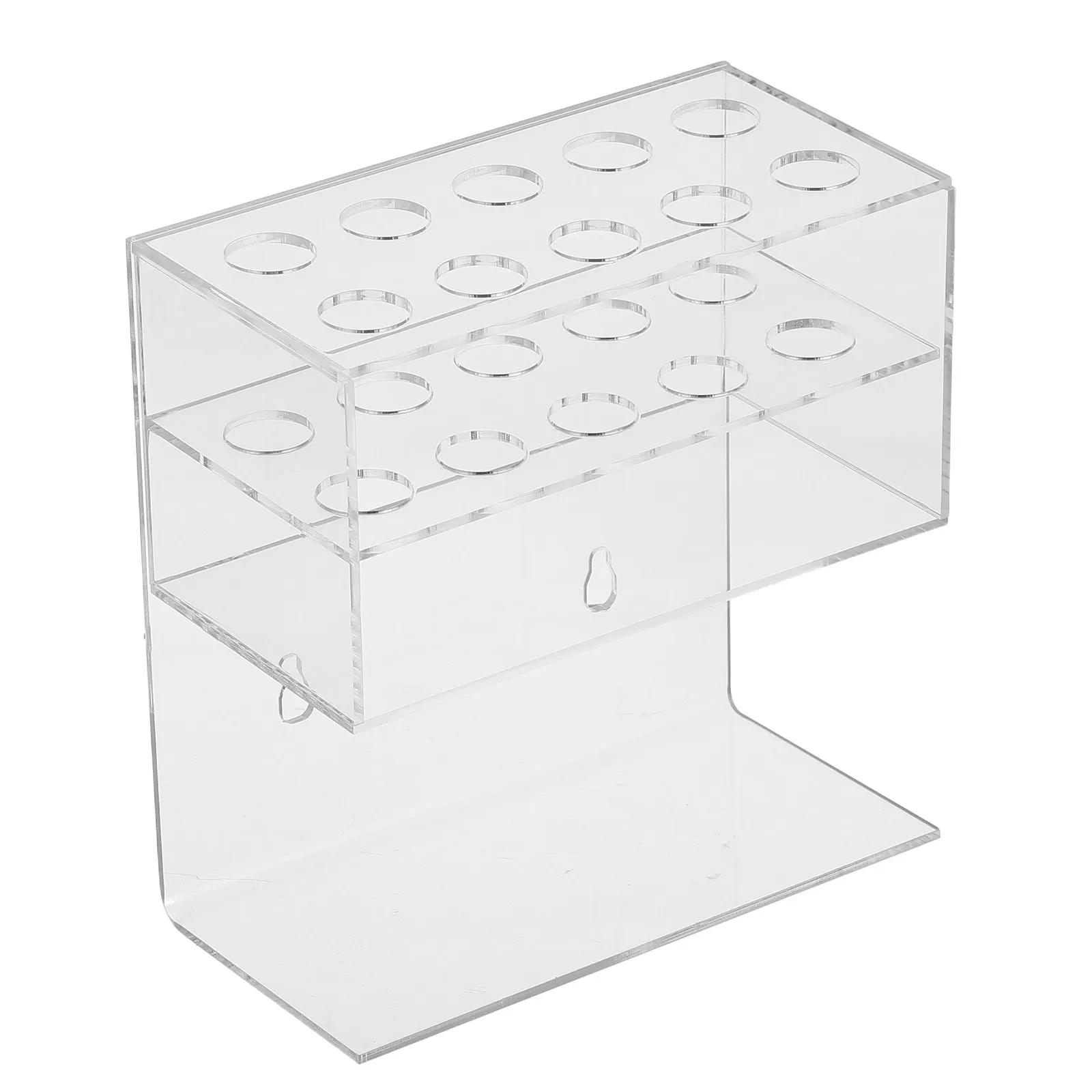 Transparent Acrylic Pen Holder Double Layer Large Capacity Wall Mount Storage Box Clear Pencil Cup Marker Organizer Desk