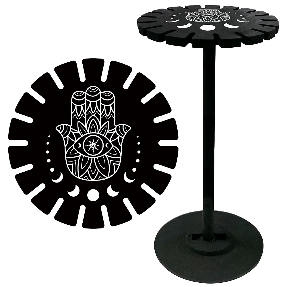 Hamsa Hand Pendulum Holder Moon Prase Divination Dowsing Wheel Black Display Stand Vintage Rome Stuff Wooden Organizer Rack