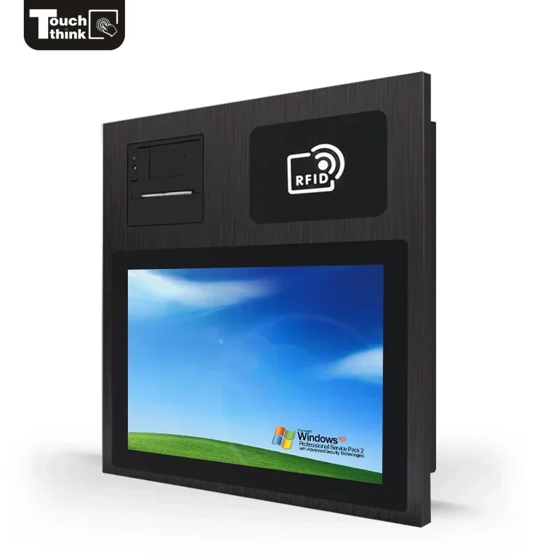 

Silver/Black 10.4 12 inch medical touch industrial fanless touchscreen all in one panel PC with RFID