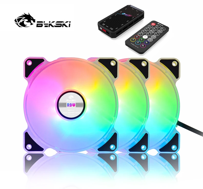 Bykski Water Cooling Radiator Fan Computer PC Case Fan 120mm Adjustable LED Light 5v A-RGB Controller Heatsink Cooler Mute