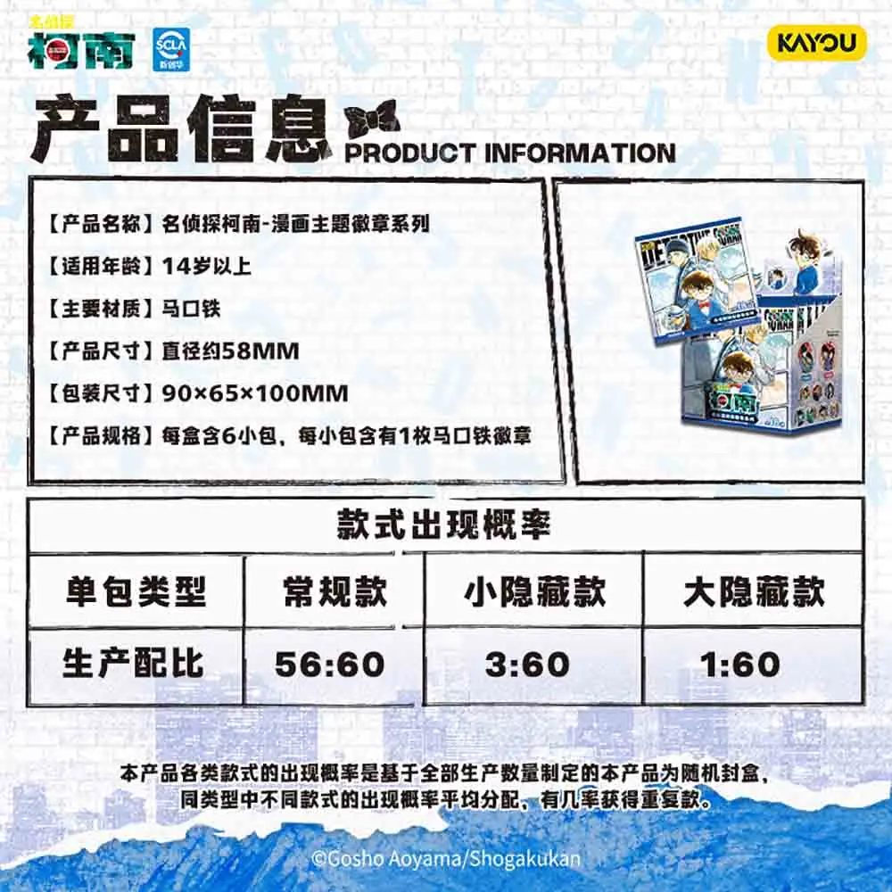 Originale KAYOU Detective Conan Anime Distintivo periferico Kuroba Kaito Personaggi Spille in banda stagnata Decorazioni Regali per i bambini