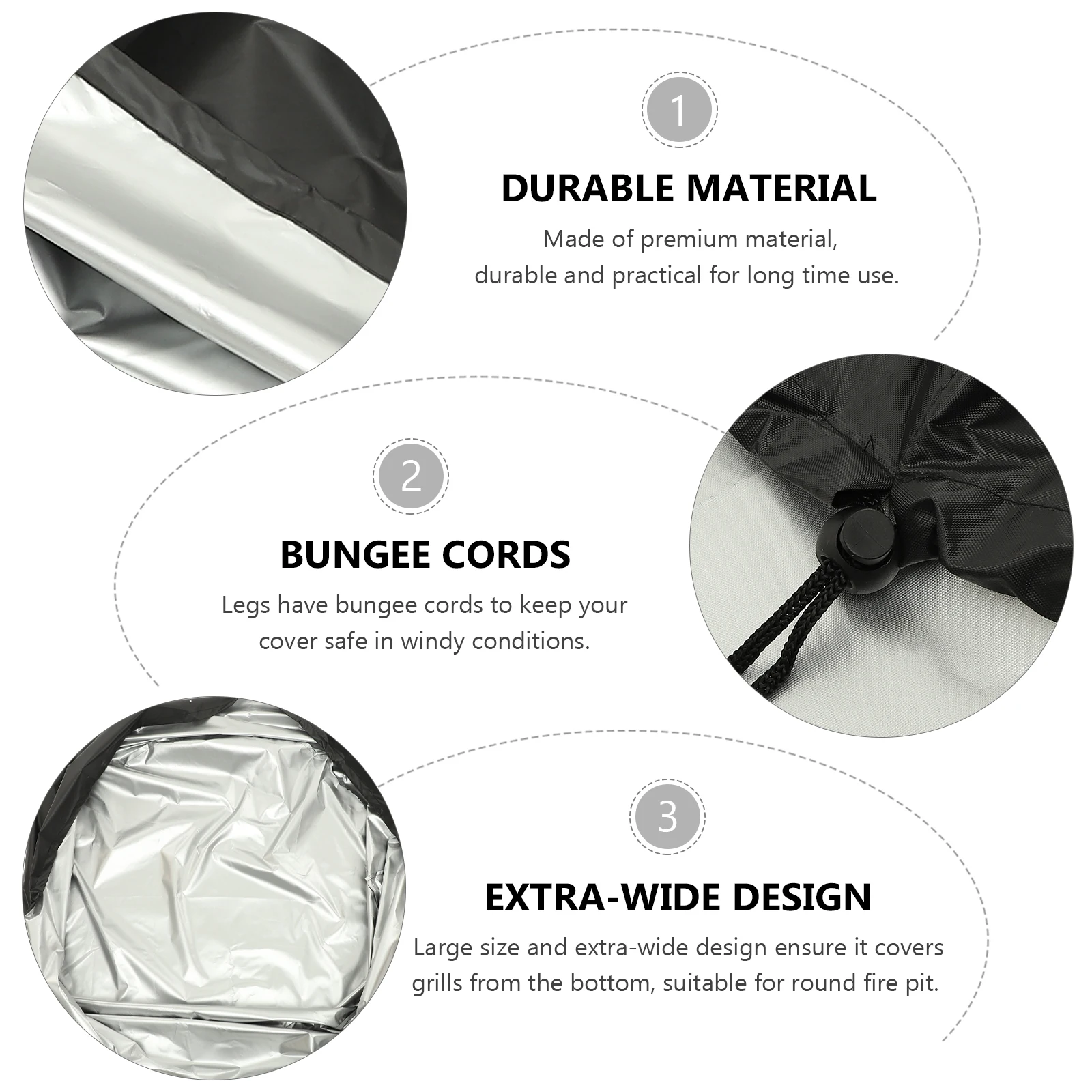 

Round BBQ Cover 210D Silver Coated Fabric Large Size Grill Supply Outdoor Protector Waterproof Dustproof Covers for Garden Gas