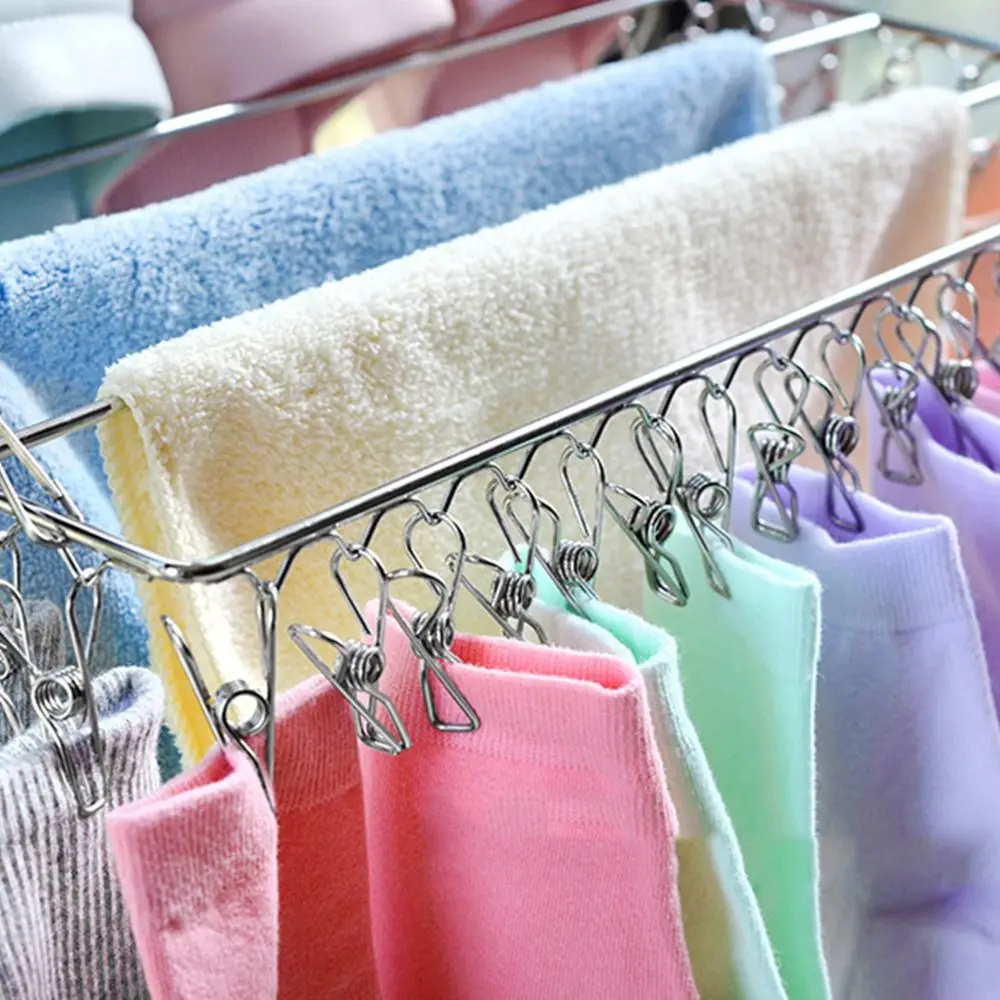Creative Hanging Drying Rack Stainless Steel Household Clothes Hanger Windproof Space Saving Underwear Socks Clip Laundry