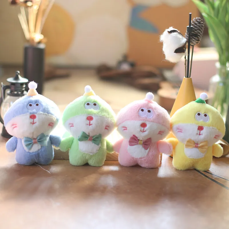 new cute bow cat pendant soft plush toy darling Kitten Toy Robot Cat Bag Pendant  funny Key chain doll  partner gift