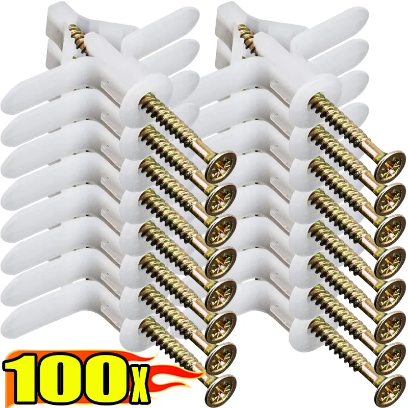 

Набор анкеров-бабочек для гипсокартона с саморезами, усиленные анкеры для полых стен, крепления для гипсокартона с винтами