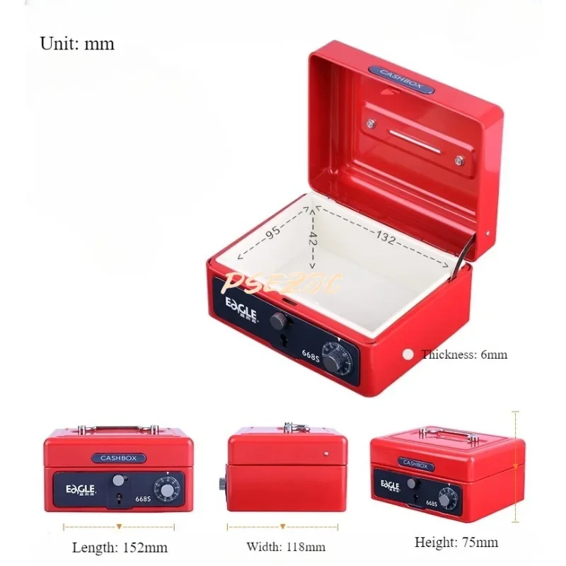 Household Portable Small Metal Cash Box with Dual Security Guarantee Key Password Safe