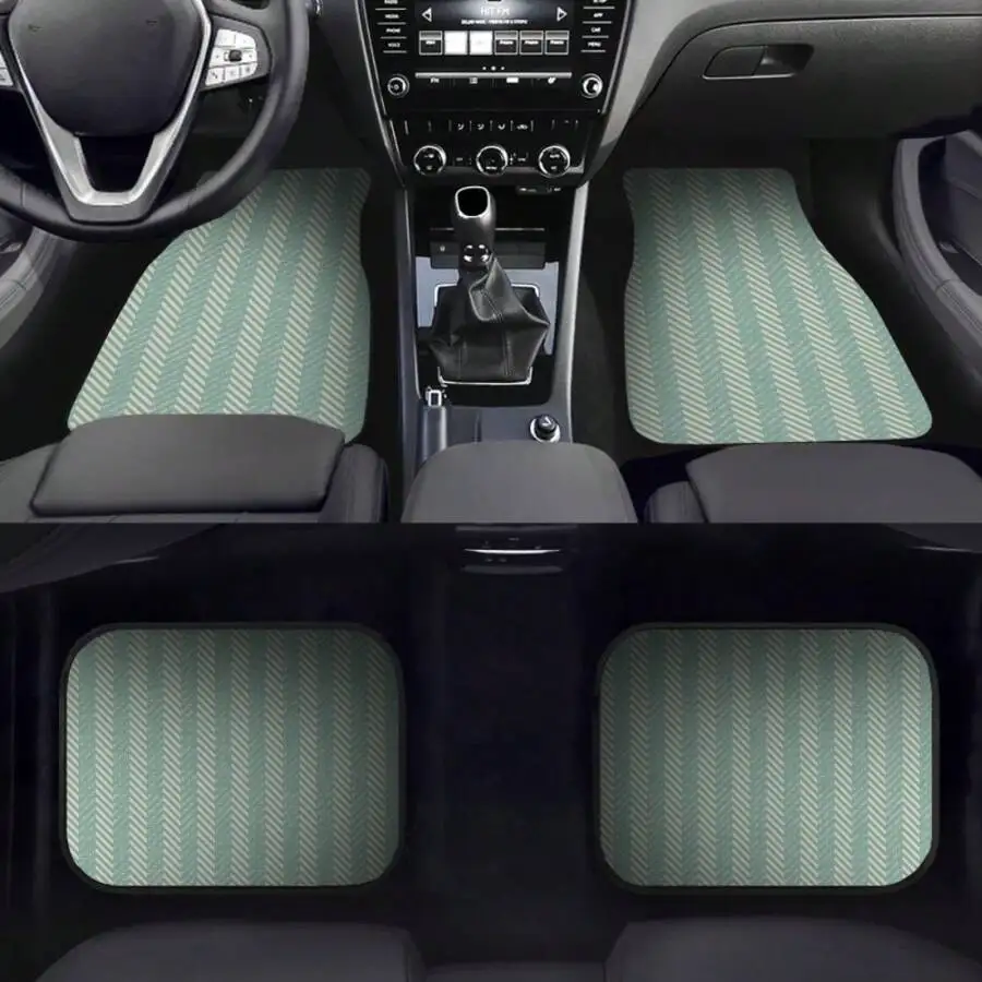 Four-Piece Set Of Car Floor Mats, Elegant Herringbone Pattern Car Floor Mats, All-Weather Protective Car Carpet, Suitable For
