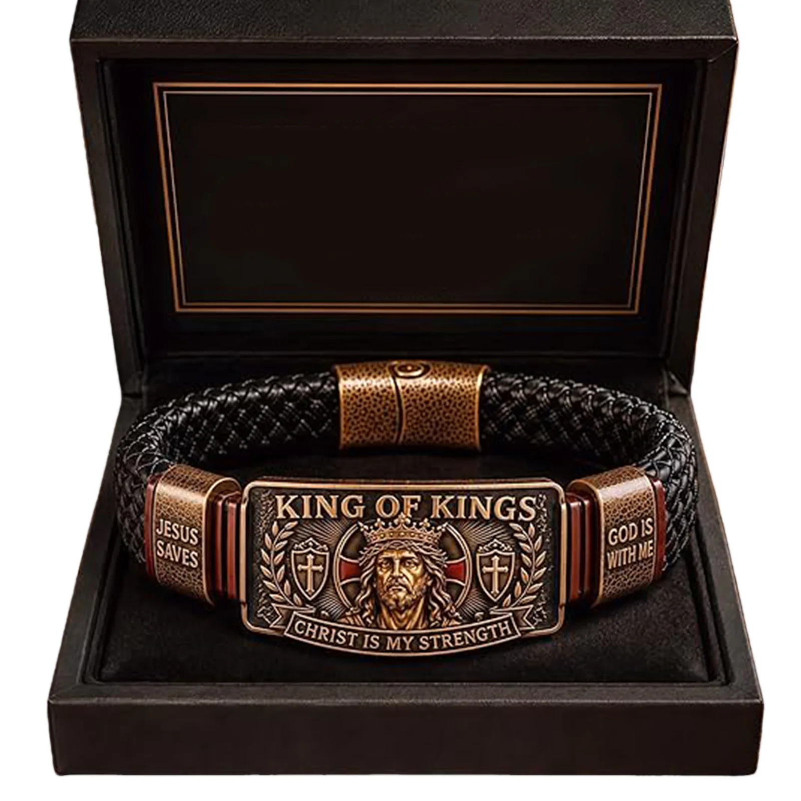 King of Kings Faith Bracelet Multi-Purpose Adjustable Christian Wristband Christian Braided Wristbands Gift for Men Husband Dad