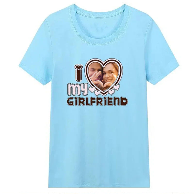 I Love My Girlfriend Women T Shirt Custom Personalized Unisex I Heart My Girlfriend Cotton Tshirt Valentine Day Gift Photo Here