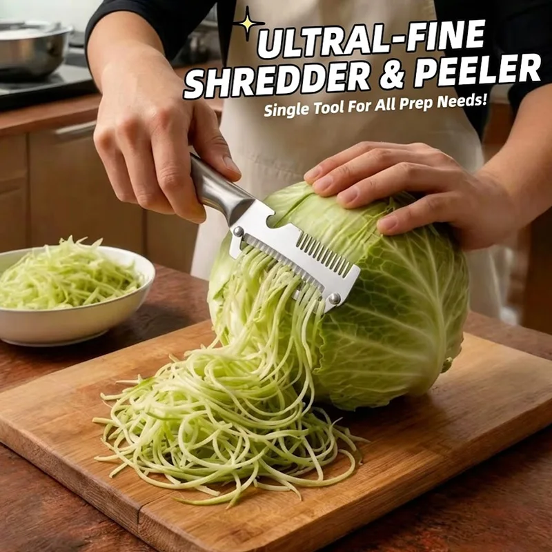 Stainless Steel Vegetable Peeler Multi-functional Scallion Shredder Cutter Green Onion Slicer with Bottle Opener Kitchen Tools