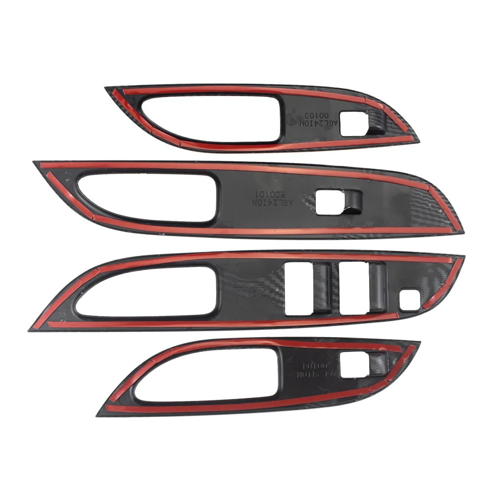 4pcs ABS Carbon Fiber Color Window Lifter Switch Button Panel Cover Trim for Mitsubishi Strada Triton L200 2019-2022