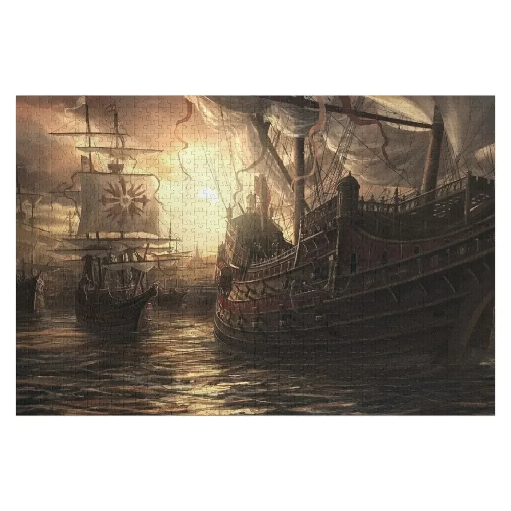 Vintage Pirate Ship Art Jigsaw Puzzle Custom Wooden Gift With Photo Custom Name Wood Puzzle