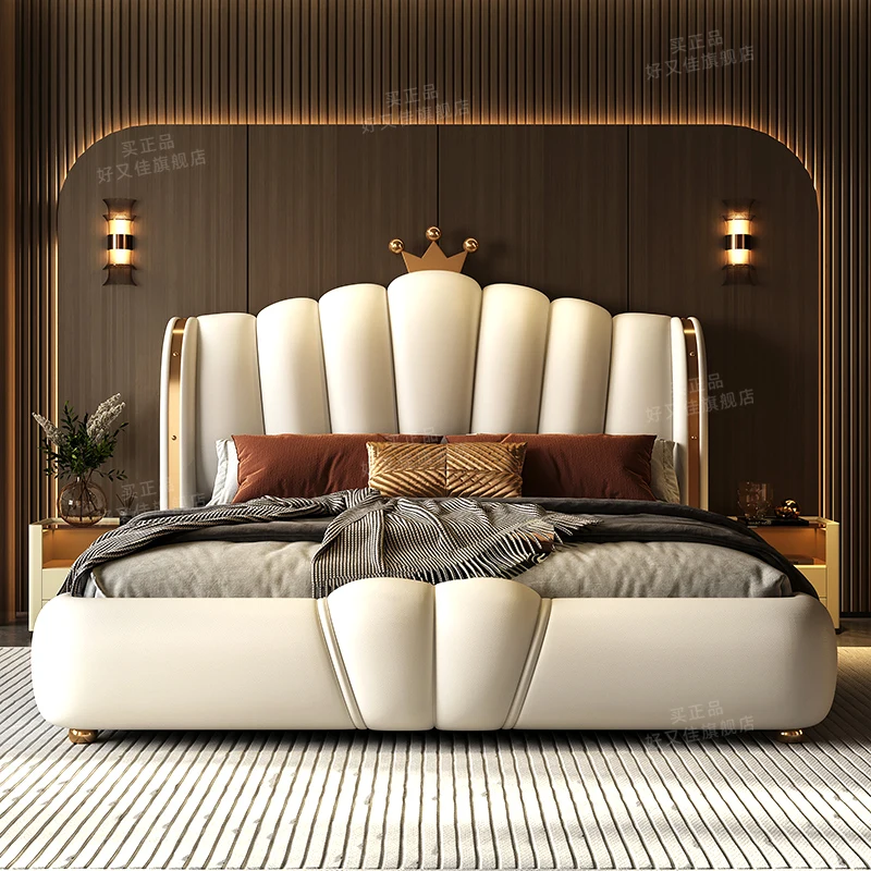 Princess Platform Bed Sleeping Safe Comfortable Cheap White Cream Soft Sun Bed Space Saving Letto Matrimoniale Unique Furniture