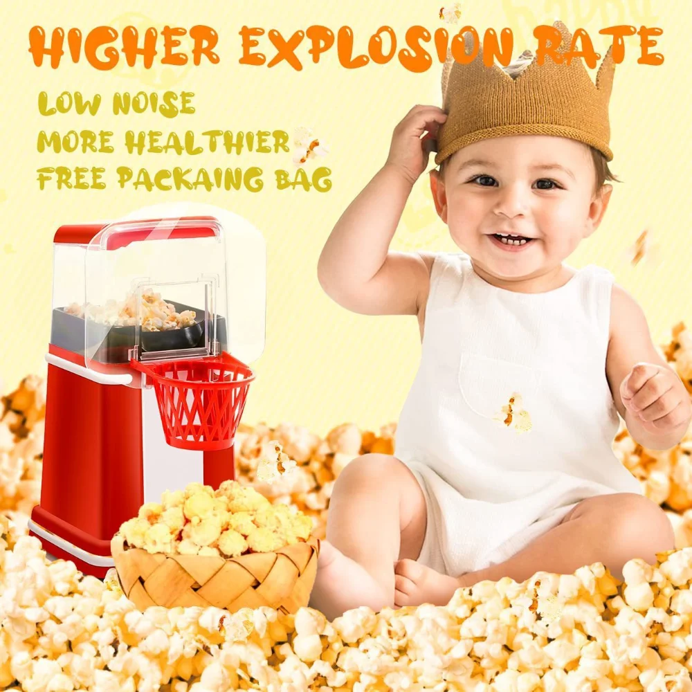 Popcorn Maker 1P Automatic Mini Small Electric Heating Home Healthy Oil-free Children Homemade Snacks Corn Machine