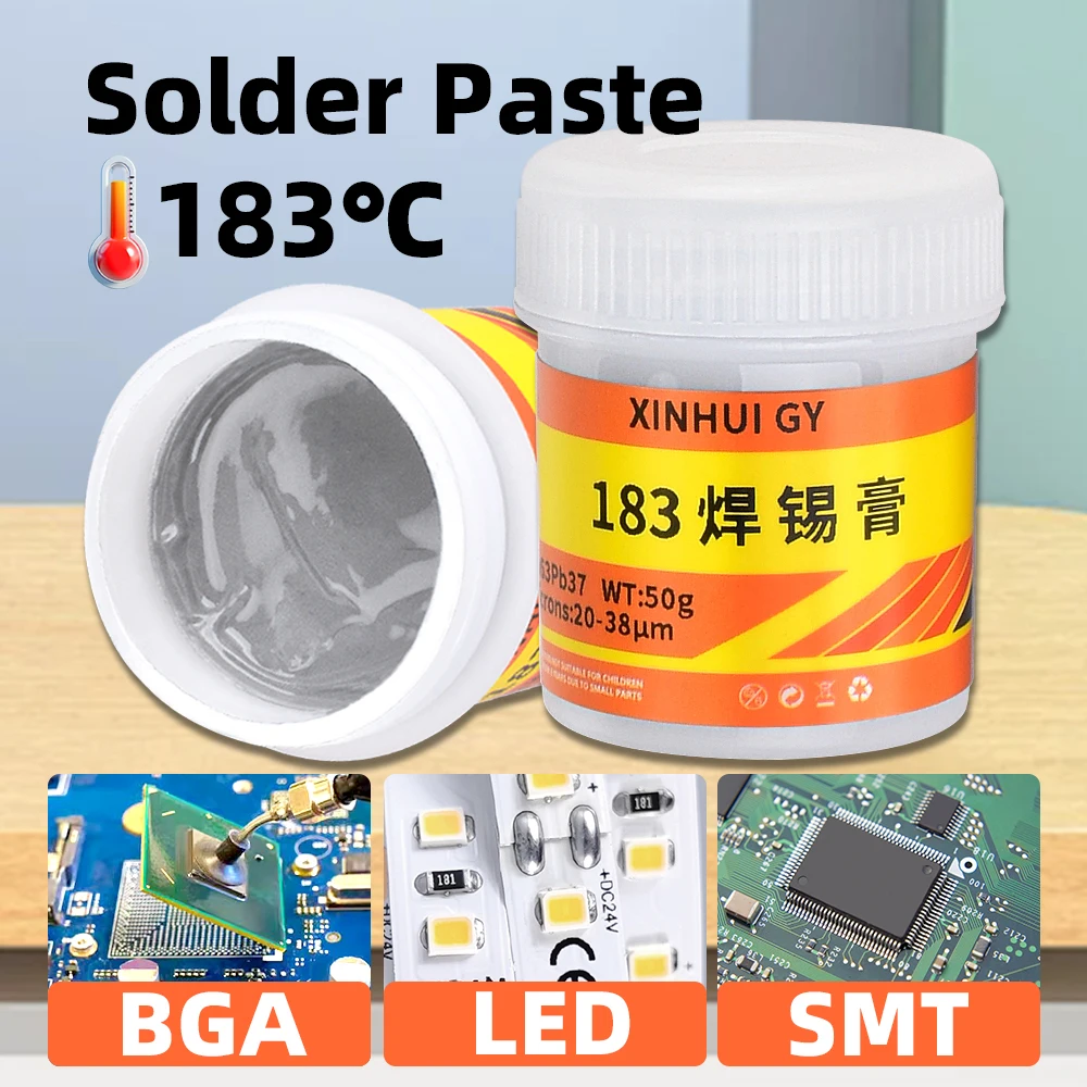 

183 ℃ 50g solder paste for electronic repair, no cleaning required, suitable for BGA soldering, SMT printing, and surface mount