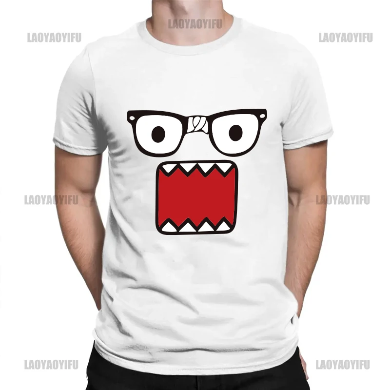 Domo Kun Print Funny Short Sleeved T-shirt Men Women Versatile Couple Tops Street Fashion Streetwear  Cotton