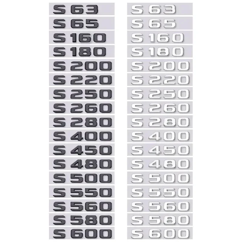 car stickers S63 65 160 S220 250 S480 S550 S600 letter logo for mercedes benz S class refit rear boot displacement trunk label