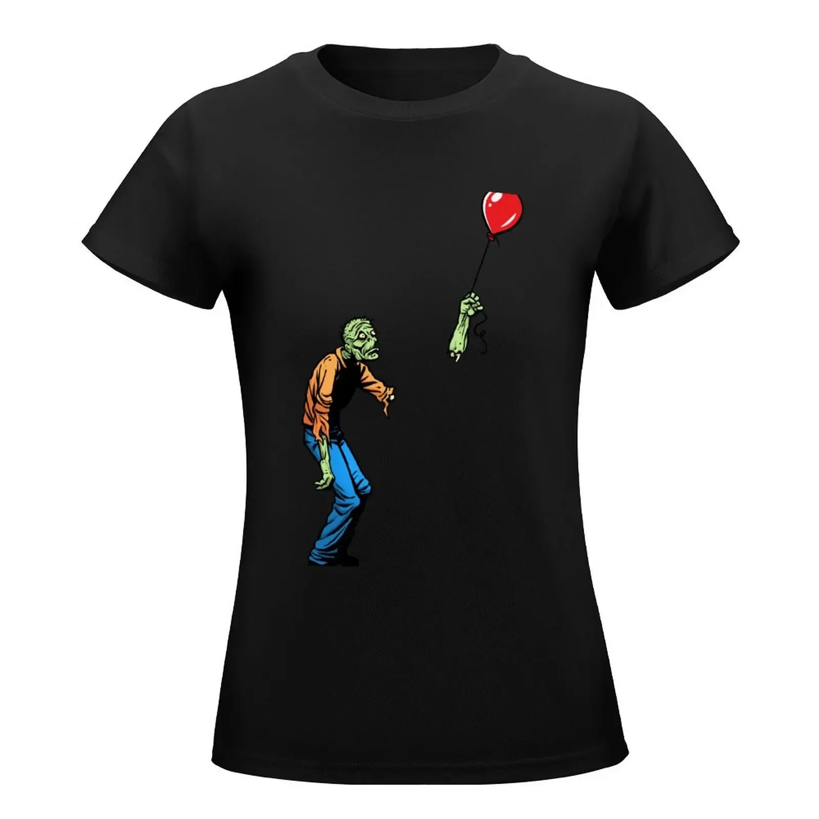 Sad Zombie with Balloon T-Shirt Aesthetic clothing female oversized funny white t-shirts for Women