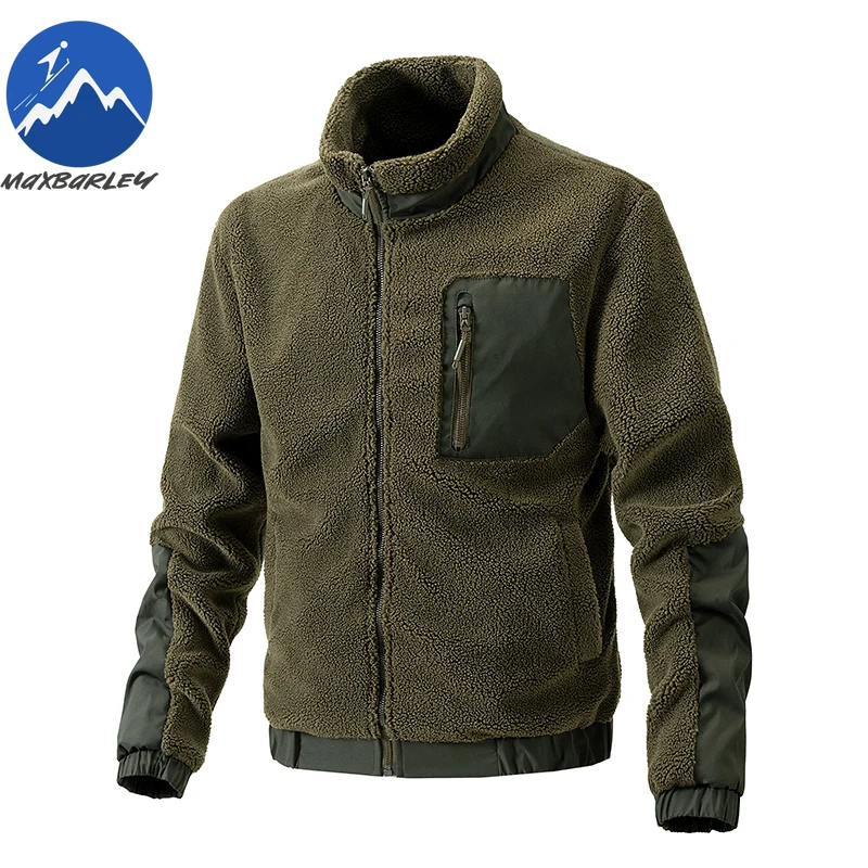 Maxbarley Winter Lambswool Jacket Men Casual Retro Cold Polar Fleece Parka Coat Fashion Outdoor Ski Thick Cold-proof Plush Coat - Image 6