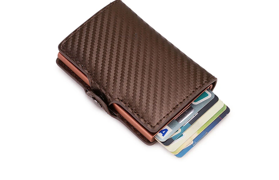 Carbon Fiber Rfid Blocking Männer ID Kreditkarte Halter Brieftasche Leder Metall Business Bank Kreditkarte Karteninhaber Fall Carteras – Detail 12