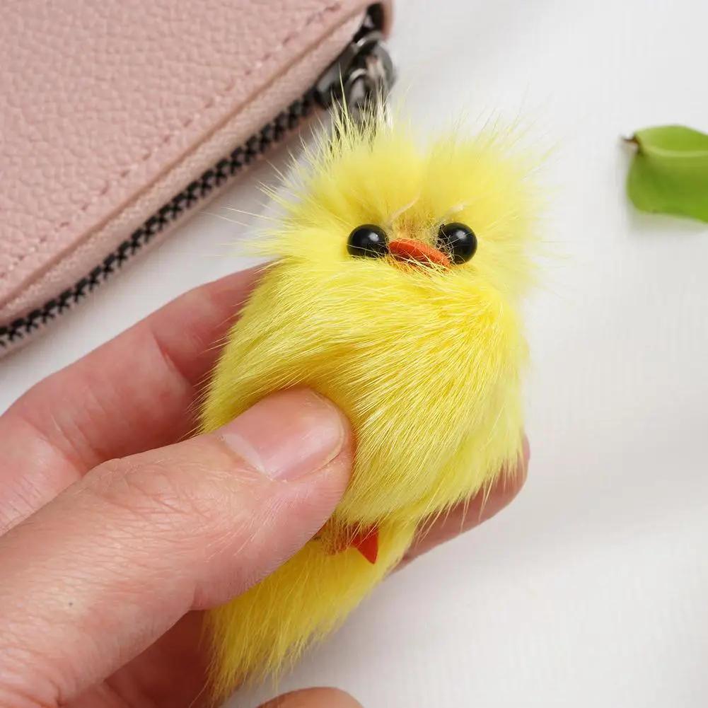 Porte-clés de voiture en peluche de poulet créatif et mignon, pendentif de sac pour femmes, poupée de canard mignon, chaîne à pompon, support de voiture