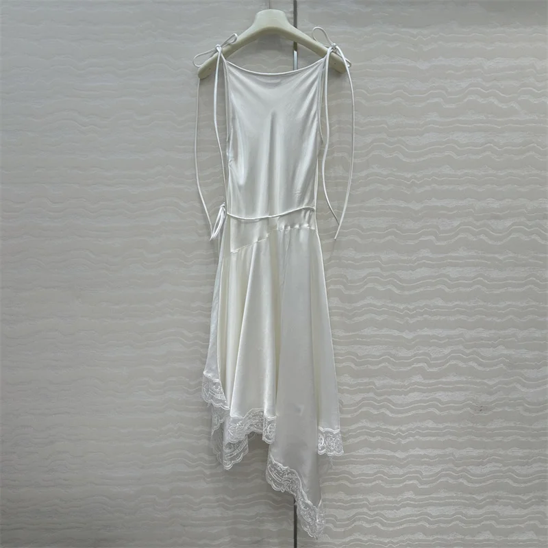 ชุดสตรีใหม่ลูกไม้Patchworkชุดยาวสําหรับฤดูใบไม้ร่วง2025ซาตินSlim MidiชุดBackless Party Dresses